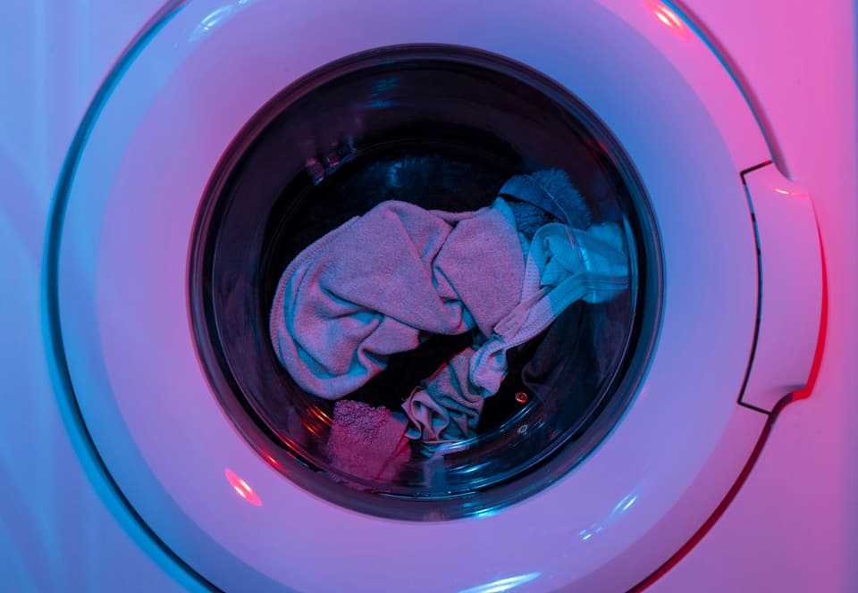 Laundry inside a front-loading machine